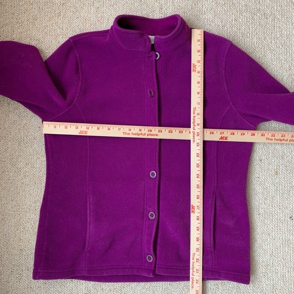 LL Bean Purple Button Down Fleece Jacket sz Medium PW5 - Picture 4 of 6